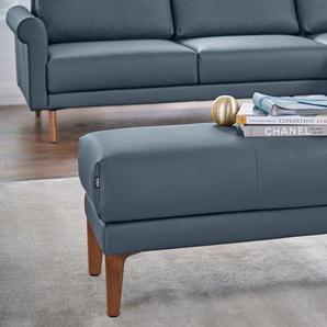 Hockerbank HÜLSTA SOFA hs.450 Hocker Gr. B/H/T: 93 cm x 45 cm x 48 cm, Leder OSKAR, blau (blaugrau 534, 73) hülsta sofa Füße aus Massivholz