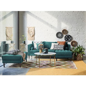 Hockerbank 124 x 43 x 69cm Blau/Petrol Samt Pauno: Petrol