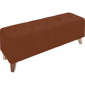 Hockerbank TOM TAILOR HOME NORDIC Hocker Gr. B/H/T: 121 cm x 46 cm x 36 cm, Samtstoff TSV, braun (copper tsv 22) Sitzbank Bettbank Bettbänke mit Knopfheftung auf der Sitzfläche, Füße Buche natur
