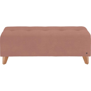Hockerbank TOM TAILOR HOME NORDIC Hocker Gr. B/H/T: 121 cm x 46 cm x 36 cm, Samtstoff TSV, Fuß buchefarben, rosa (blossom tsv 37) Bettbank Sitzbank Bettbänke mit Knopfheftung auf der Sitzfläche