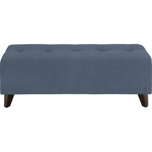 Hockerbank TOM TAILOR HOME NORDIC Hocker Gr. B/H/T: 121 cm x 46 cm x 36 cm, Samtstoff TSV, Fuß wengefarben, blau (cornflower tsv 16) Bettbank Sitzbank Bettbänke mit Knopfheftung auf der Sitzfläche