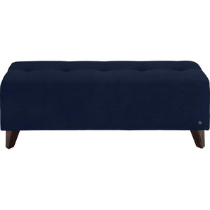Hockerbank TOM TAILOR HOME NORDIC Hocker Gr. B/H/T: 121 cm x 46 cm x 36 cm, Samtstoff TSV, Fuß wengefarben, blau (indigo tsv 6) Bettbank Sitzbank Bettbänke mit Knopfheftung auf der Sitzfläche