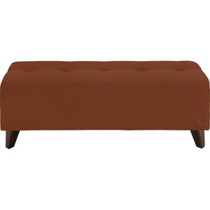 Hockerbank TOM TAILOR HOME NORDIC Hocker Gr. B/H/T: 121 cm x 46 cm x 36 cm, Samtstoff TSV, Fuß wengefarben, braun (copper tsv 22) Bettbank Sitzbank Bettbänke mit Knopfheftung auf der Sitzfläche