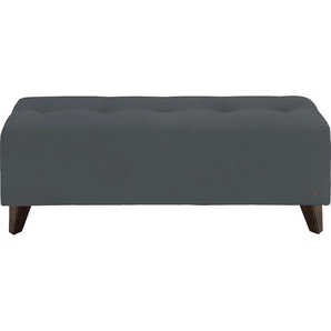Hockerbank TOM TAILOR HOME NORDIC Hocker Gr. B/H/T: 121 cm x 46 cm x 36 cm, Samtstoff TSV, Fuß wengefarben, grau (dark grey tsv 39) Bettbank Sitzbank Bettbänke mit Knopfheftung auf der Sitzfläche