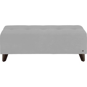 Hockerbank TOM TAILOR HOME NORDIC Hocker Gr. B/H/T: 121 cm x 46 cm x 36 cm, Samtstoff TSV, Fuß wengefarben, grau (stone tsv 29) Bettbank Sitzbank Bettbänke mit Knopfheftung auf der Sitzfläche