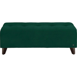 Hockerbank TOM TAILOR HOME NORDIC Hocker Gr. B/H/T: 121 cm x 46 cm x 36 cm, Samtstoff TSV, Fuß wengefarben, grün (forest tsv 33) Bettbank Sitzbank Bettbänke mit Knopfheftung auf der Sitzfläche