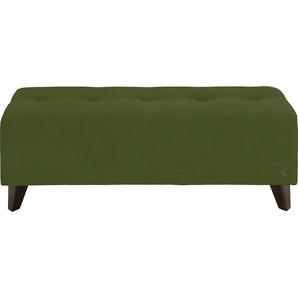 Hockerbank TOM TAILOR HOME NORDIC Hocker Gr. B/H/T: 121 cm x 46 cm x 36 cm, Samtstoff TSV, Fuß wengefarben, grün (olive tsv 23) Bettbank Sitzbank Bettbänke mit Knopfheftung auf der Sitzfläche