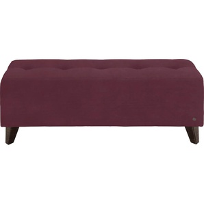 Hockerbank TOM TAILOR HOME NORDIC Hocker Gr. B/H/T: 121 cm x 46 cm x 36 cm, Samtstoff TSV, Fuß wengefarben, rot (wine red tsv 7) Bettbank Sitzbank Bettbänke mit Knopfheftung auf der Sitzfläche