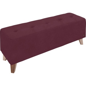 Hockerbank TOM TAILOR HOME NORDIC Hocker Gr. B/H/T: 121 cm x 46 cm x 36 cm, Samtstoff TSV, rot (wine red tsv 7) Sitzbank Bettbank Bettbänke mit Knopfheftung auf der Sitzfläche, Füße Buche natur