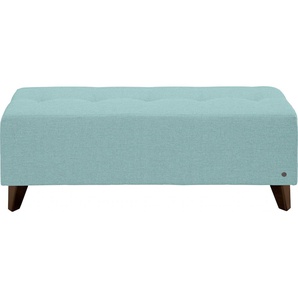 Hockerbank TOM TAILOR HOME NORDIC Hocker Gr. B/H/T: 121 cm x 46 cm x 36 cm, Struktur fein TBO, Fuß wengefarben, blau (ice blue tbo 56) Bettbank Sitzbank Bettbänke mit Knopfheftung auf der Sitzfläche