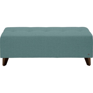Hockerbank TOM TAILOR HOME NORDIC Hocker Gr. B/H/T: 121 cm x 46 cm x 36 cm, Struktur fein TBO, Fuß wengefarben, blau (ocean tbo 606) Bettbank Sitzbank Bettbänke mit Knopfheftung auf der Sitzfläche