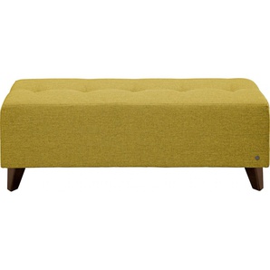 Hockerbank TOM TAILOR HOME NORDIC Hocker Gr. B/H/T: 121 cm x 46 cm x 36 cm, Struktur fein TBO, Fuß wengefarben, gelb (mustard tbo 5) Bettbank Sitzbank Bettbänke mit Knopfheftung auf der Sitzfläche