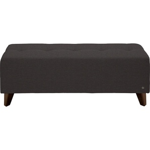 Hockerbank TOM TAILOR HOME NORDIC Hocker Gr. B/H/T: 121 cm x 46 cm x 36 cm, Struktur fein TBO, Fuß wengefarben, grau (anthracite tbo 9) Bettbank Sitzbank Bettbänke mit Knopfheftung auf der Sitzfläche