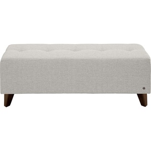 Hockerbank TOM TAILOR HOME NORDIC Hocker Gr. B/H/T: 121 cm x 46 cm x 36 cm, Struktur fein TBO, Fuß wengefarben, grau (powder grey tbo 39) Bettbank Sitzbank Bettbänke mit Knopfheftung auf der Sitzfläche