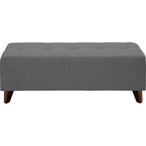 Hockerbank TOM TAILOR HOME NORDIC Hocker Gr. B/H/T: 121 cm x 46 cm x 36 cm, Struktur fein TBO, Fuß wengefarben, grau (woven grey tbo 19) Bettbank Sitzbank Bettbänke mit Knopfheftung auf der Sitzfläche