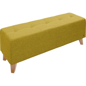 Hockerbank TOM TAILOR HOME NORDIC Hocker Gr. B/H/T: 121 cm x 46 cm x 36 cm, Struktur fein TBO, gelb (mustard tbo 5) Sitzbank Bettbank Bettbänke mit Knopfheftung auf der Sitzfläche, Füße Buche natur