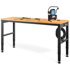 Mophorn - Höhenverstellbare Werkbank 122cm b x 61cm t x 97cm h Garagentisch 900KG Belastbarkeit Steckdosen Hartholzplatte Metallrahmen Fußpads Büro