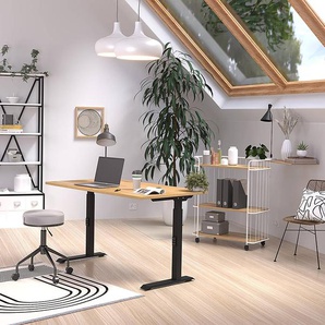 Höhenverstellbarer Schreibtisch Downey 140cm Braun/Eiche Dekor/Schwarz