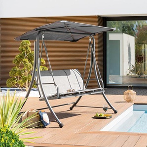 Hollywoodschaukel LAKO Schiefergrau   203 × 103 × 161 cm - epoxidbeschichteter Stahl, Polyester, Texaline Hespéride