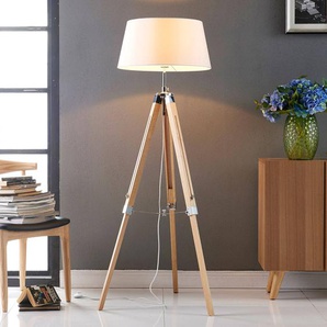 Holz Stehlampe Katie Lindby, weiß / opal, für Wohn- / Esszimmer, Holz, Skandinavisch, Stehlampe 9621011