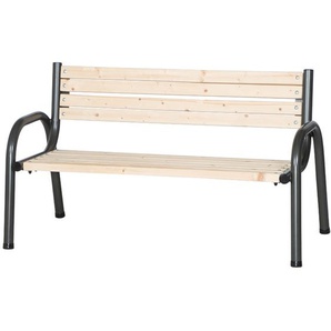 Patio Holzbank Park Kiefernholz/Stahl naturfarben/anthrazit 150 cm