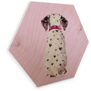 Holzbild WALL-ART Dalmatiner Hunde Bilder Bilder Gr. B/H/T: 75 cm x 1 cm x 65 cm, -, 1 St., rosa (zartes rosa) Holzbilder