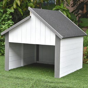Holzgarage Mähroboter Grau / Weiß Garagen Dach Rasenroboter Carport Rasenmäher UV Schutz Mover Sonnenschutz Unterstand Gerätehaus