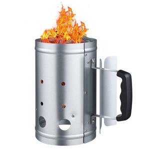 Holzkohle-Anzündkamin, 1,8 kg Kohlekamin mit großem Fassungsvermögen, Grillanzünder aus Stahl für Holzkohlegrills und Barbecues, Kohleanzünder für unterwegs und Grillwerkzeug, silber YZXMTQDYCYZXTVG71001V0
