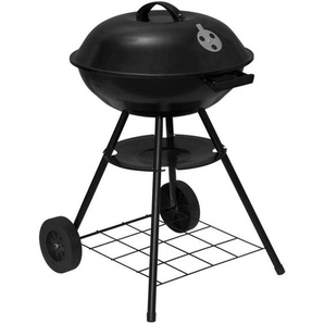 Holzkohlegrill Holzkohle Kugelgrill Standgrill mit Räder 44 73CM, Barbecue Grill für Garten Camping, Schwarz - Woltu