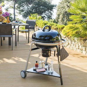 Holzkohlegrill Pyla mit dreieckiger Platte L. 82 cm - emaillierter Stahl, verchromter Stahl Hespéride
