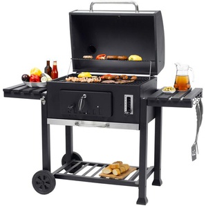 Holzkohlegrill TEPRO Grillwagen Toronto XXL Grills Gr. B/H/T: 152 cm x 137 cm x 73 cm, grau (anthrazit, edelstahlfarben) Holzkohlegrills BxTxH: 152x73x137 cm, mit 2 Grillrosten und Pizzastein Vorrichtung