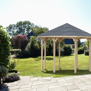 Holzpavillon WOLFF Kreta 8 Pavillons Gr. B/H/T: 397 cm x 263 cm x 397 cm, beige (natur) Feststehende Pavillons BxT: 397x397 cm