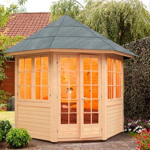 Holzpavillon WOLFF Palma Pavillons Gr. B/H/T: 347 cm x 263 cm x 347 cm, beige (natur) Feststehende Pavillons BxT: 347x347 cm, mit Fußboden