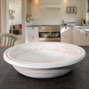 Holzschüssel, Klein, braun-weiß, in Shabby- Chick