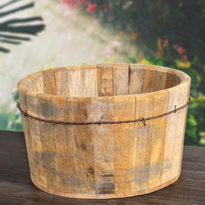 Holzschüssel, klein, Eisen Applikationen, in Shabby- Chick