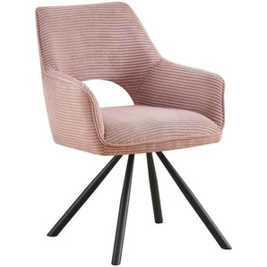 Hom`in Armlehnstuhl, Pink, Metall, Textil, Drehkreuz, 60x85x63 cm, Stoffauswahl, inklusive Armlehnen, Sitzfläche 180° drehbar, automatische