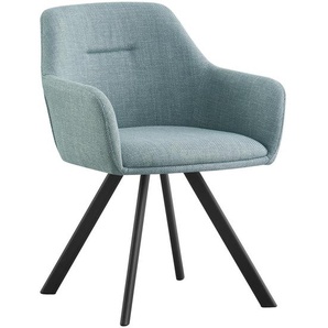 Hom`in Armlehnstuhl, Schwarz, Jadegrün, Metall, Textil, eckig, 58.5x78.5x60 cm, Stoffauswahl, Sitzfläche 180° drehbar, Esszimmer, Stühle,