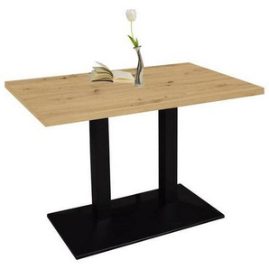 Hom`in Bartisch Big Bistro, Schwarz, Eiche, Holzwerkstoff, Metall, rechteckig, Säule, Bodenplatte, 70x105.5x120 cm, DIN EN ISO 9001, in verschiedenen