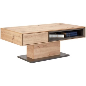 Hom`in Couchtisch, Eiche Artisan, Holzwerkstoff, 2 Schublade(n) Schubladen, rechteckig, Säule, Bodenplatte, 65x44x115 cm, Stauraum, Wohnzimmer, Wohnzimmertische, Couchtische, Couchtische mit Stauraum