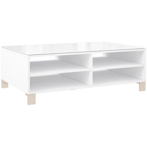 Hom`in Couchtisch , Weiß , Glas , rechteckig , eckig , 70x37.9 cm , offenes Fach , Wohnzimmer, Wohnzimmertische, Couchtische, Glas-Couchtische