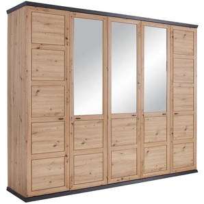 Hom`in Drehtürenschrank, Dunkelgrau, Eiche Artisan, Holzwerkstoff, 6 Fächer, 255x209x60 cm, Typenauswahl, Beimöbel erhältlich, in verschiedenen Größen