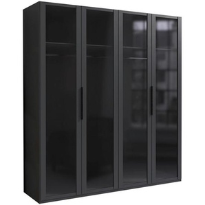 Hom`in Drehtürenschrank, Graphit, Holzwerkstoff, 2 Fächer, 200x216x58 cm, BQ - Bündnis für Qualität, Made in Germany, DIN EN ISO 9001, umfangreiches