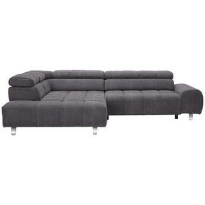 Hom`in Ecksofa, Anthrazit, Textil, 4-Sitzer, Ottomane links, L-Form, 295x201 cm, Stoffauswahl, seitenverkehrt erhältlich, Rücken echt, Wohnzimmer, Sofas & Couches, Wohnlandschaften, Ecksofas