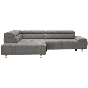 Hom`in Ecksofa, Dunkelgrau, Textil, 4-Sitzer, Ottomane links, L-Form, 295x201 cm, Stoffauswahl, seitenverkehrt erhältlich, Rücken echt, Wohnzimmer,