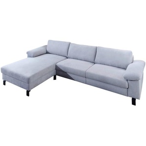Hom`in Ecksofa, Hellblau, Textil, 4-Sitzer, Ottomane links, L-Form, 288x182 cm, Bettkasten erhältlich, Fußauswahl, Lederauswahl, Stoffauswahl, Sitzqualitäten, seitenverkehrt Bettfunktion Hocker erhältlich, Wohnzimmer, Sofas & Couches, Wohnlandschaften,