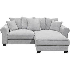 Hom`in Ecksofa, Hellgrau, Textil, 2-Sitzer, Füllung: Polyester, seitenverkehrt montierbar, L-Form, 255x185 cm, Rücken echt, Wohnzimmer, Sofas &