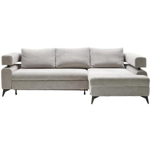 Hom`in Ecksofa, Hellgrau, Textil, 4-Sitzer, Füllung: Schaumstoff, Ottomane rechts, L-Form, 265x184 cm, Stoffauswahl, seitenverkehrt erhältlich,