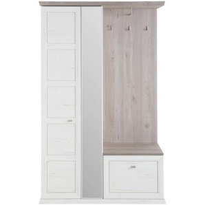 Hom`in Garderobe, Grau, Pinien, 123x196.7x38.5 cm, Garderobe, Garderoben-Sets