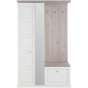 Hom`in Garderobe, Grau, Pinien, Holzwerkstoff, 3-teilig, 123x196.7x38.5 cm, Garderobe, Garderoben-Sets & Serien, Garderoben-Sets