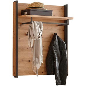 Hom`in Garderobenpaneel, Grau, Eiche, Metall, Kunststoff, 87.1x99.8x30.6 cm, Aufhängemöglichkeit, Hutablage, Kleiderstange, Garderobe, Garderobenpaneele, Garderobenpaneele